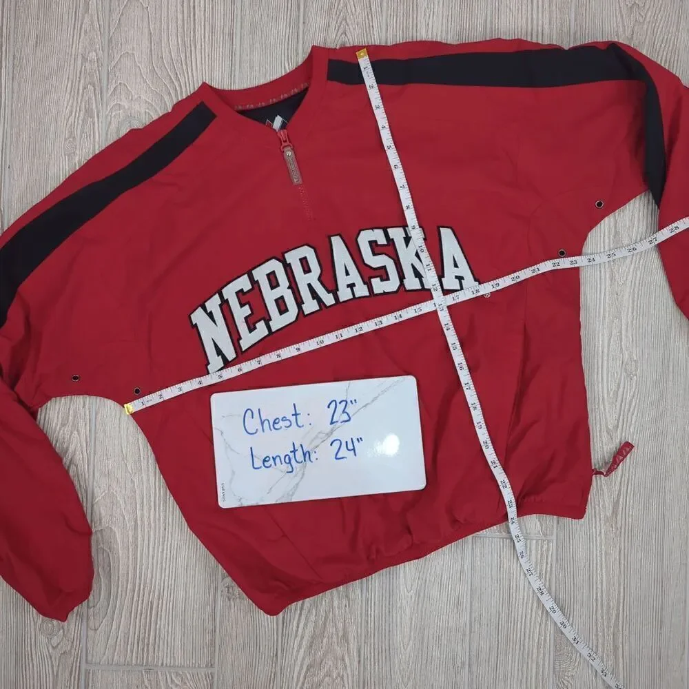 Vintage 90s Majestic Men's S Nebraska Cornhuskers Full Zip Red Jacket Windbreake